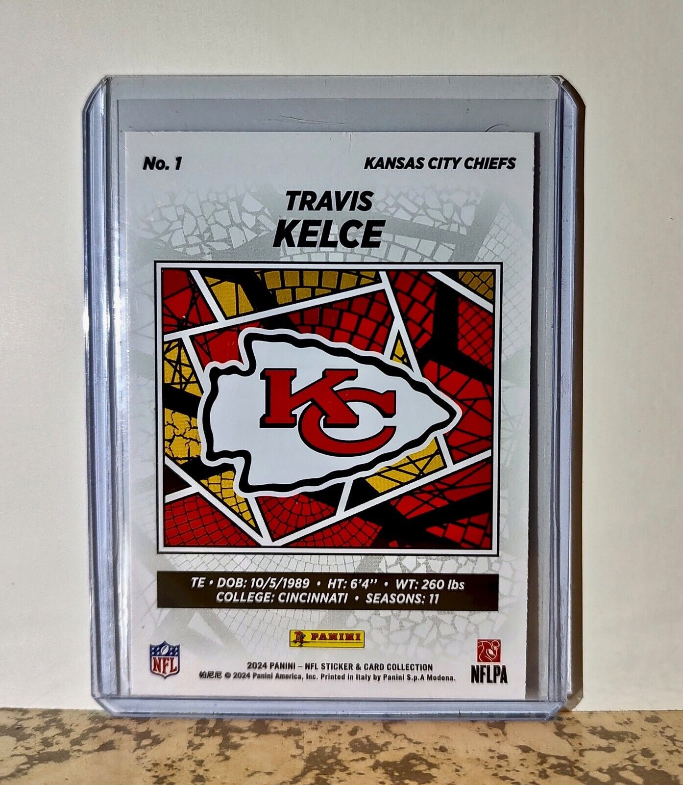 Travis Kelce 2024 Panini NFL #1 Silver Foil Sticker Card Kansas City Chiefs