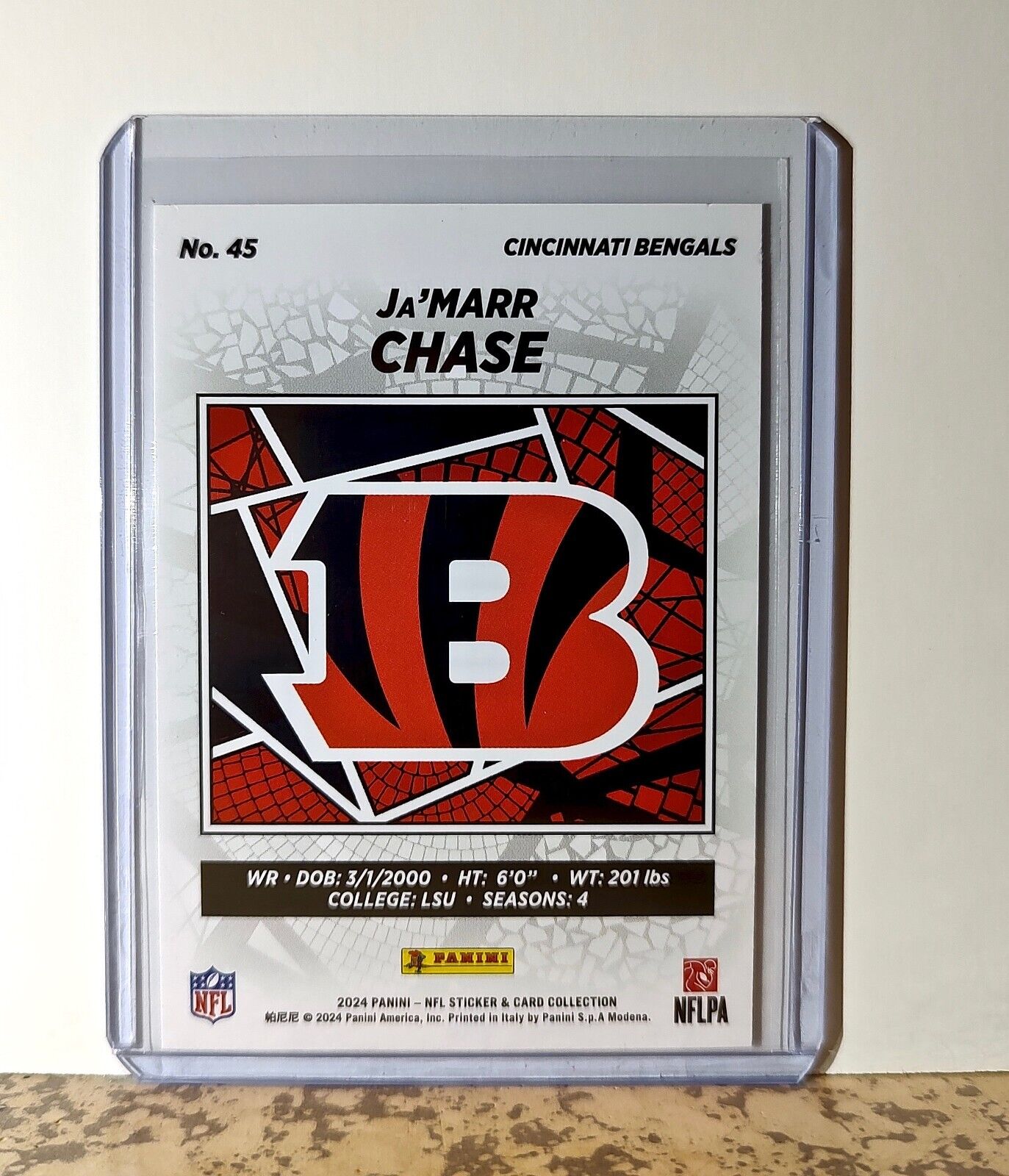 Ja'Marr Chase 2024 Panini NFL #45 Sticker Card Cincinnati Bengals