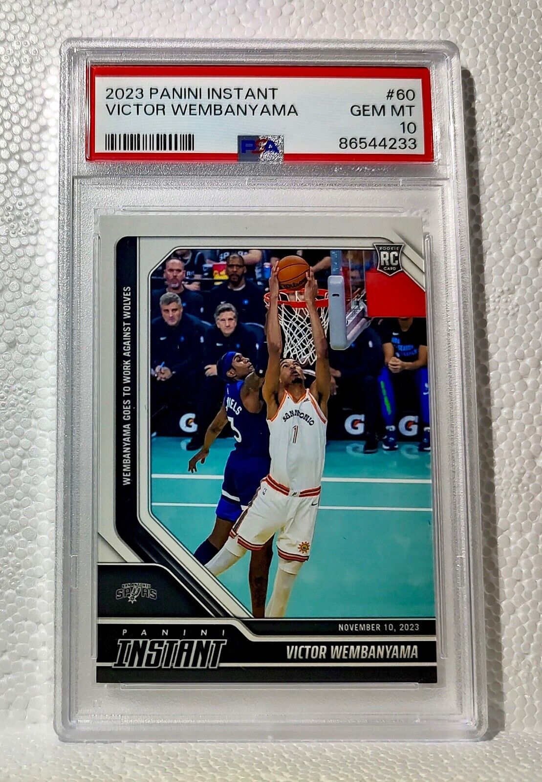 Victor Wembanyama 2023-24 Panini #60 NBA Rookie Card 1 of 6522 PSA 10 Gem Mint