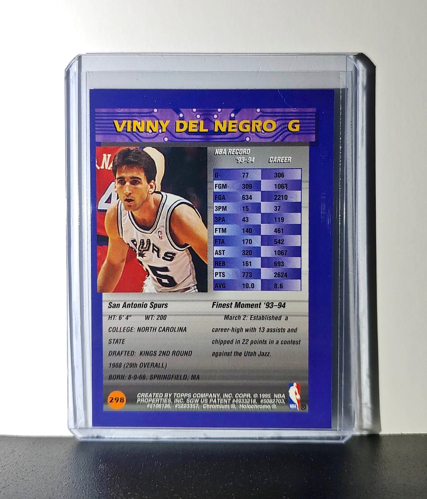 Vinny Del Negro 1994-95 Topps Finest #298 Basketball Card