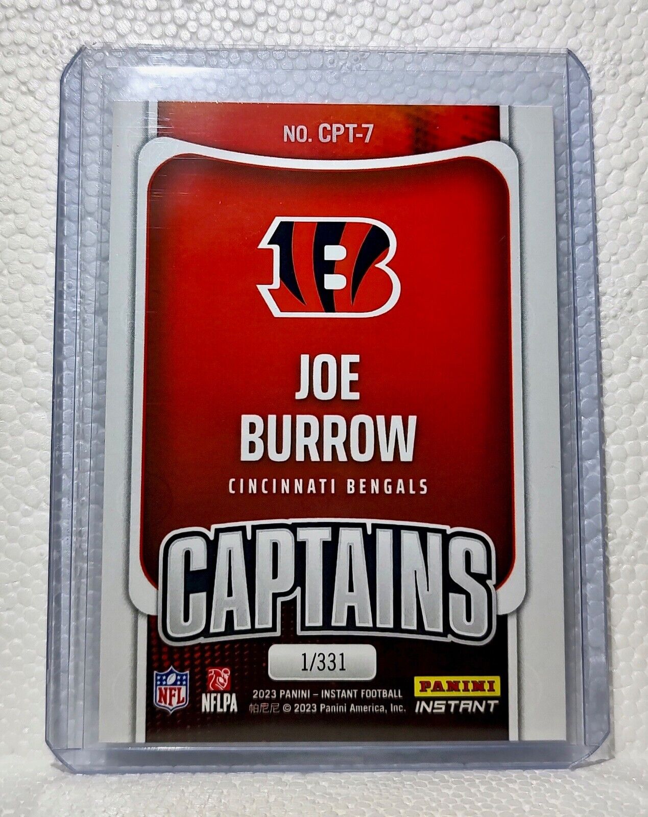 Joe Burrow 2023 Panini NFL Captain #7 Football Card Cincinnati Bengals 1/331