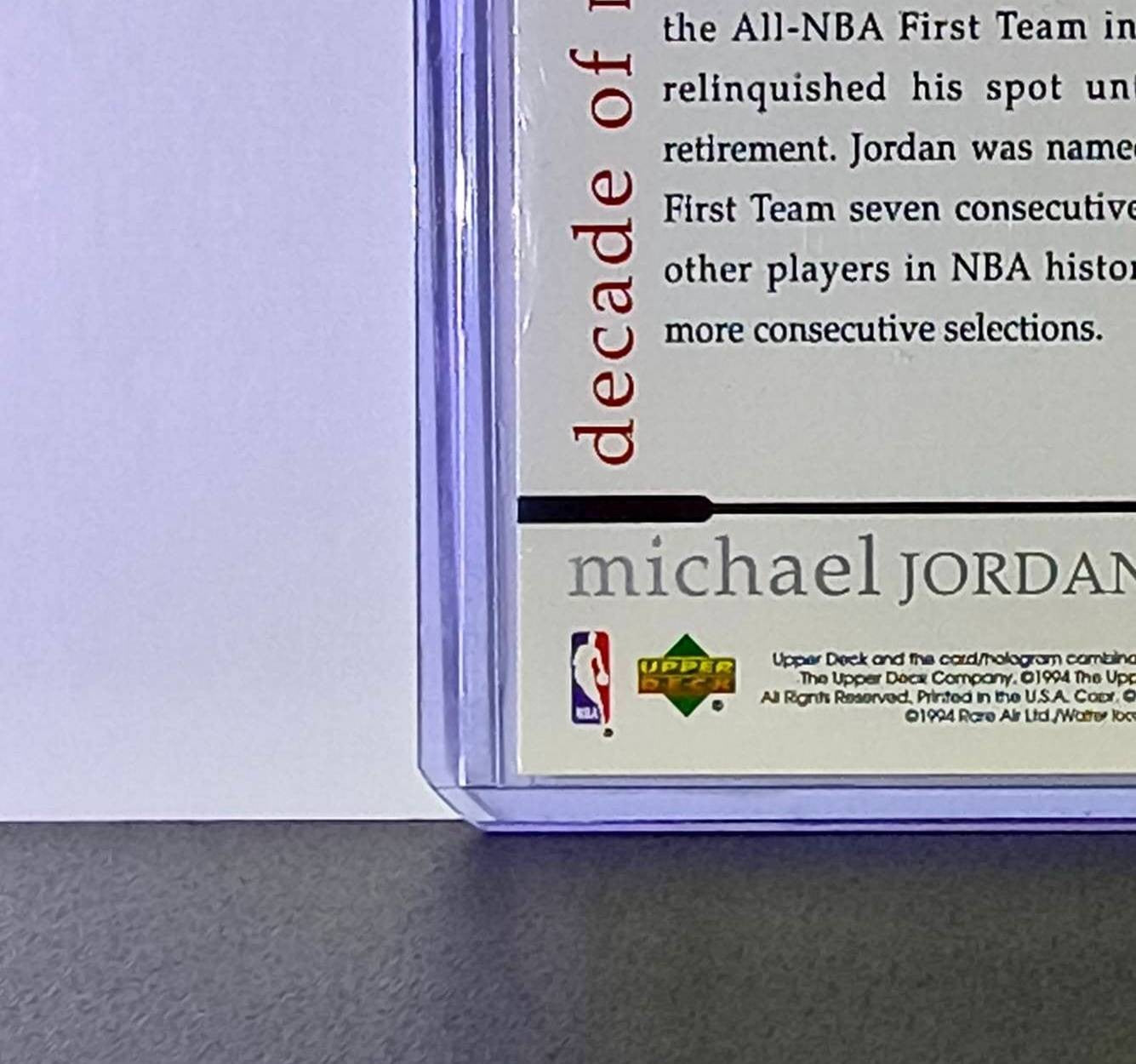 Michael Jordan 1994 Upper Deck Rare Air MJ Decade of Dominance #77 Card Bulls