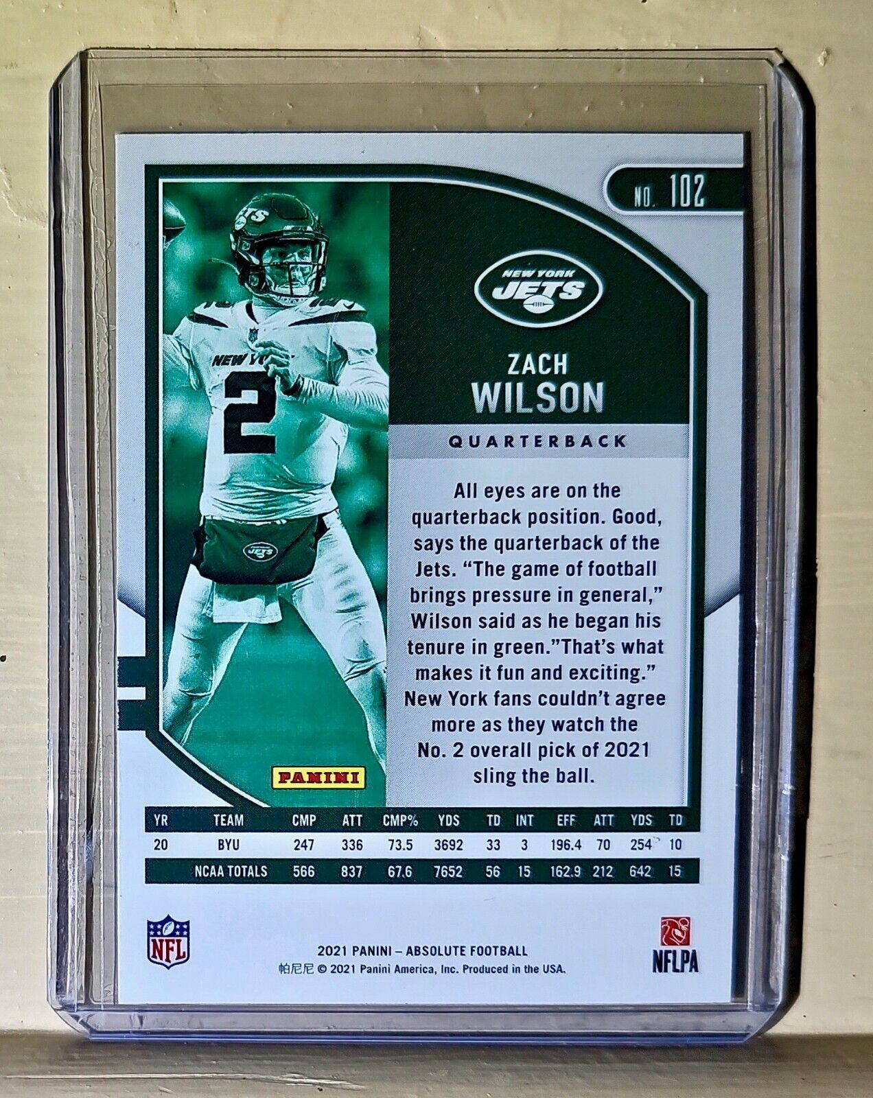 Zach Wilson 2021 Panini NFL Absolute Football #102 Rookie Card New York Jets