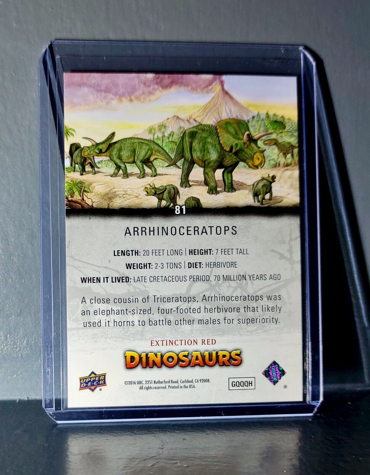 2015 Upper Deck Dinosaurs Arrhinoceratops Extinction Red Parallel #81 Card