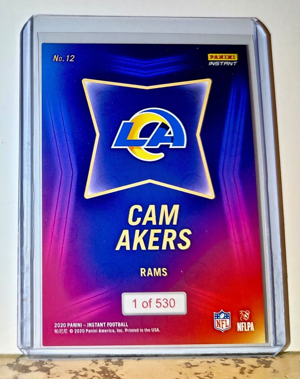 Cam Akers 2020 NFL Draft Night NFL #12 Football Card Los Angeles Rams 1 of 530