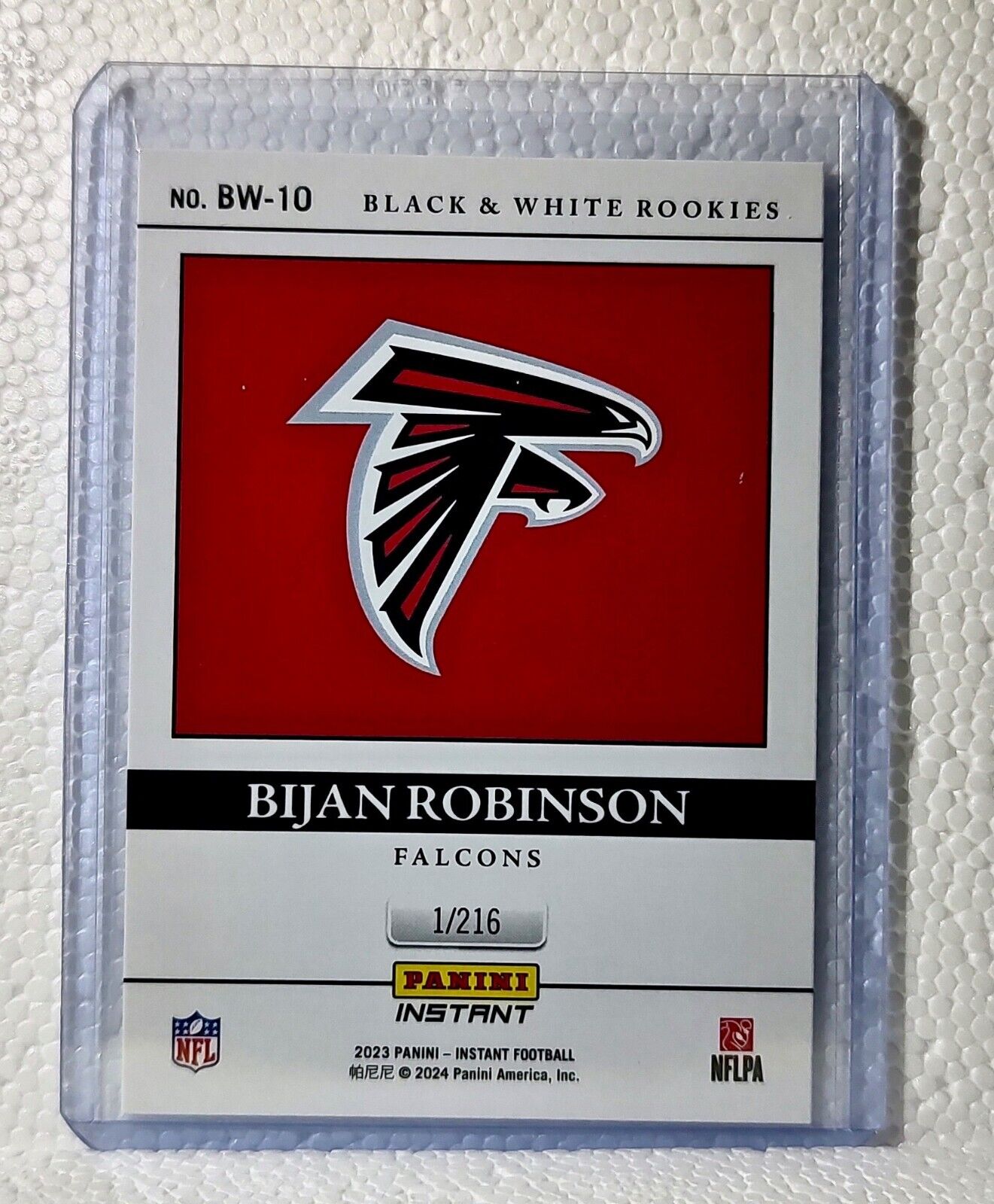 Bijan Robinson 2023 Panini NFL #10 Black & White Rookies Card Falcons 1/216