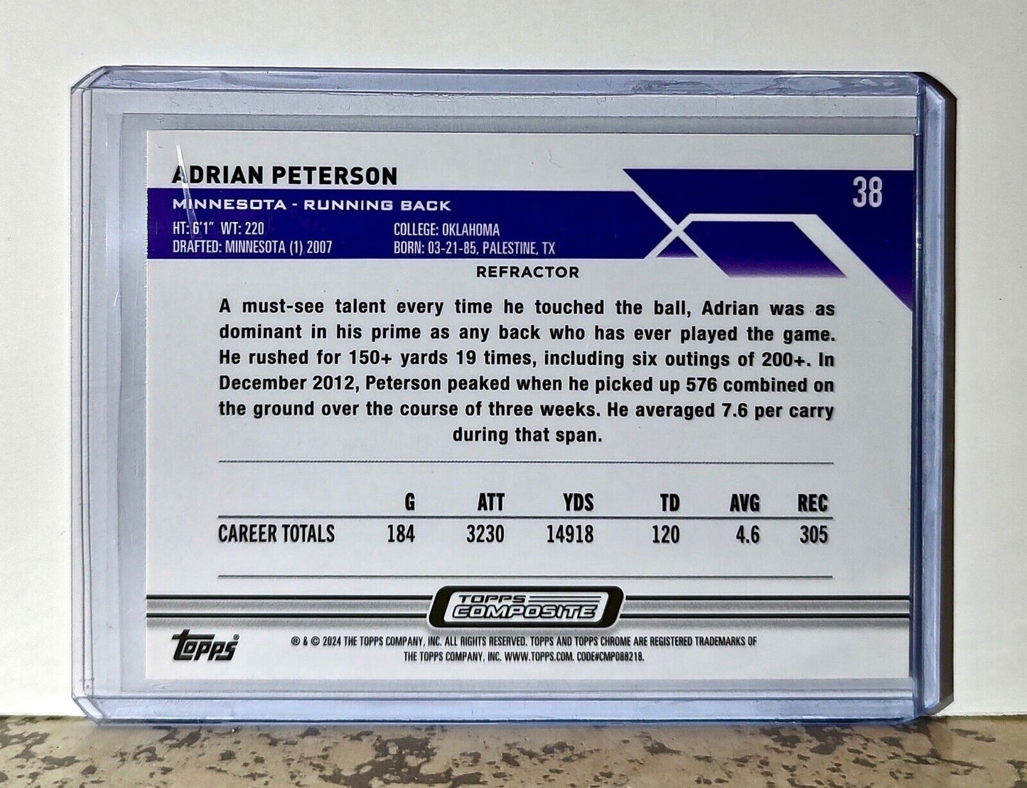 Adrian Peterson 2023 Topps Chrome Refractor NFL #38 Card Minnesota Vikings