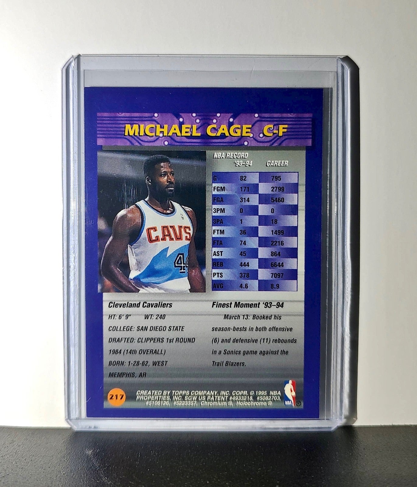 Michael Cage 1994-95 Topps Finest #217 Basketball Card
