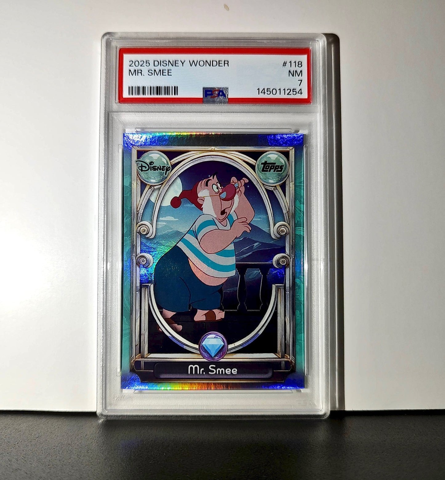 Mr. Smee 2025 Topps Disney Wonder #118 Diamond Card Peter Pan PSA 7