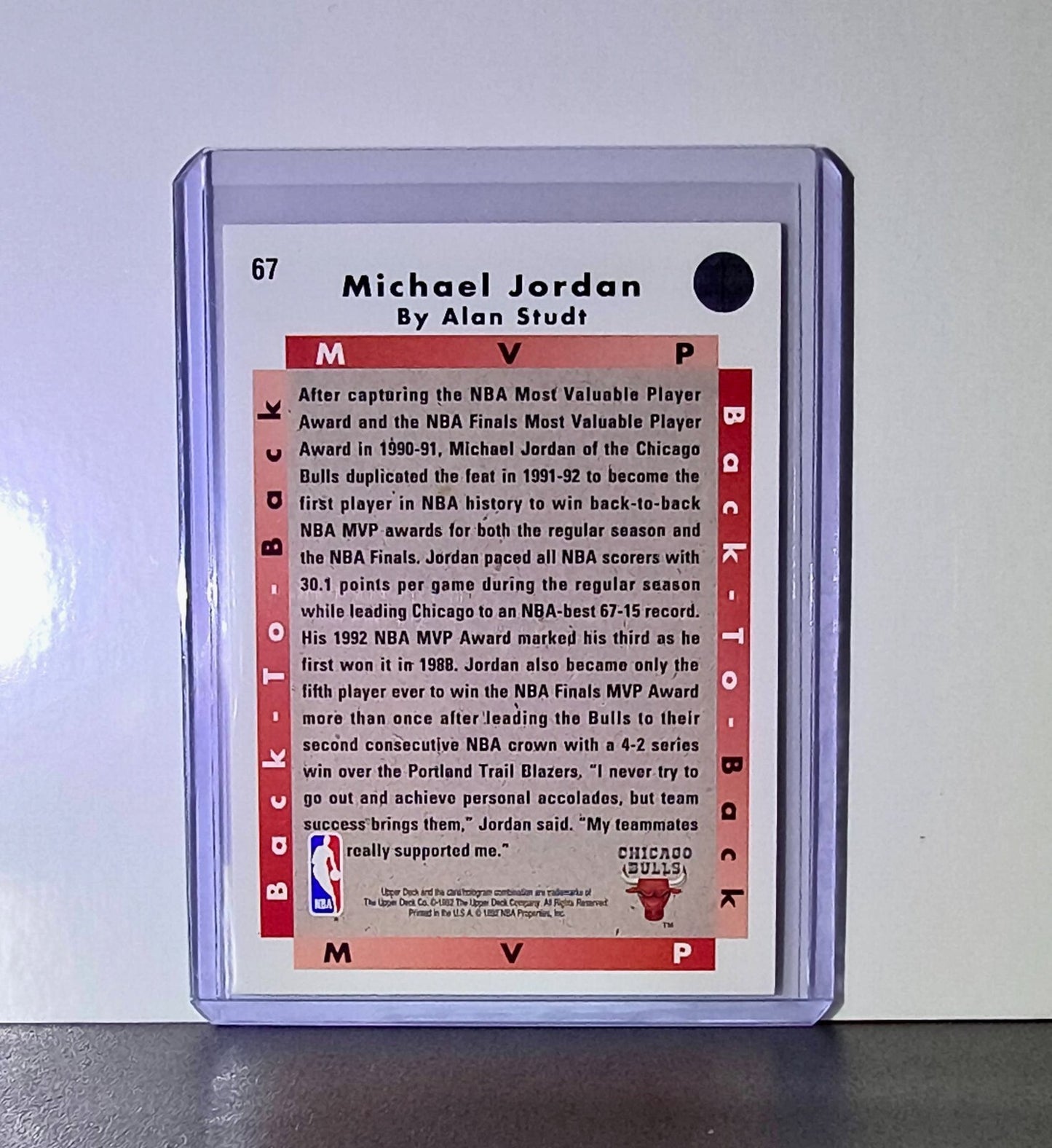 Michael Jordan 1992-93 Upper Deck Back to Back MVP #67 Card Chicago Bulls