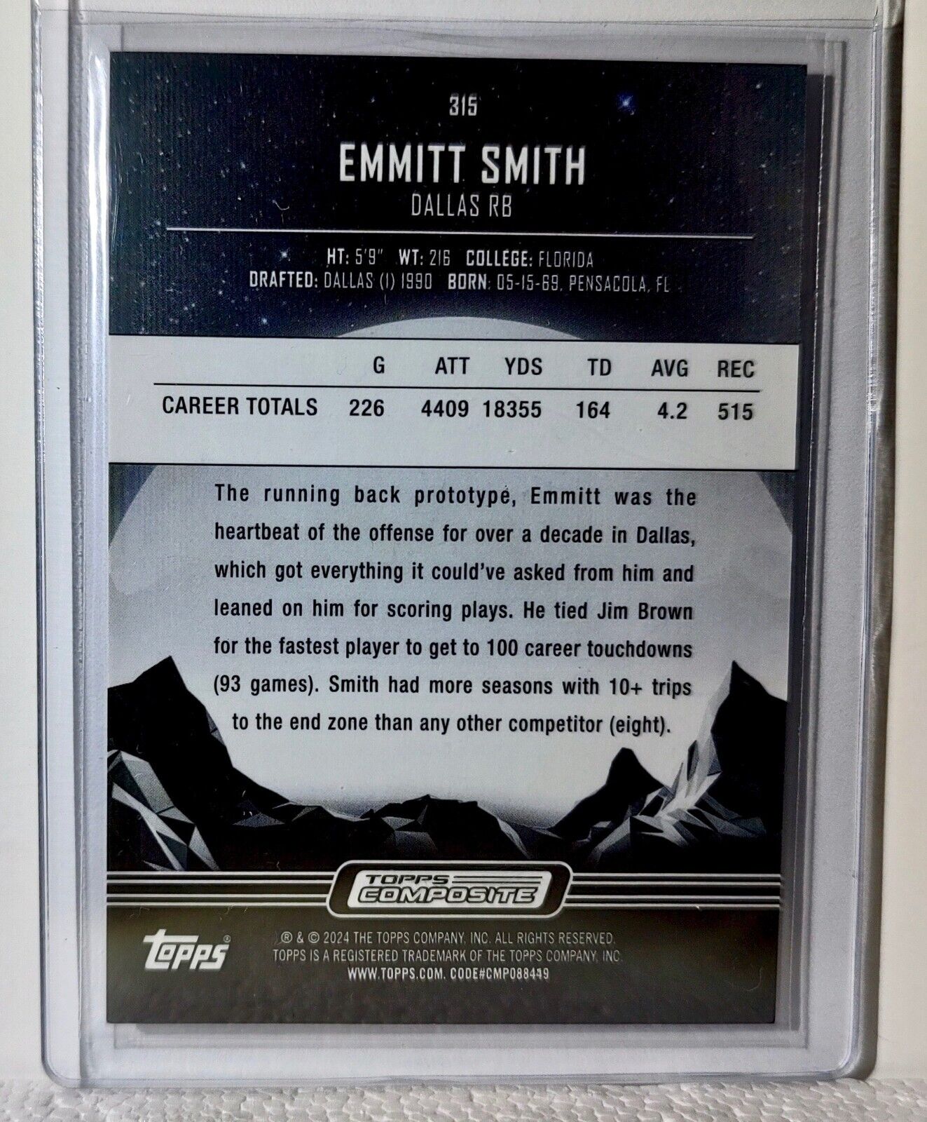 Emmitt Smith 2023 Topps Midnight NFL #315 Football Card Dallas Cowboys