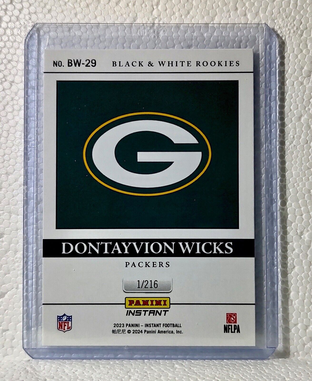 Dontayvion Wicks 2023 Panini NFL #29 Black & White Rookies Card Packers 1/216