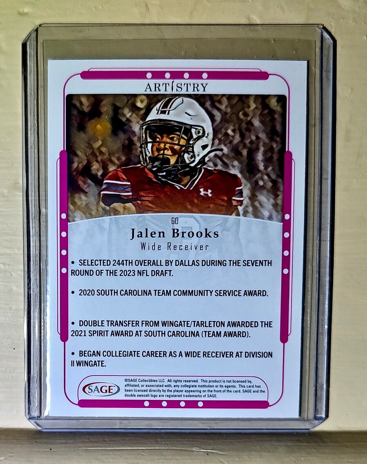 Jalen Brooks 2023 SAGE NFL Artistry Football #60 Card