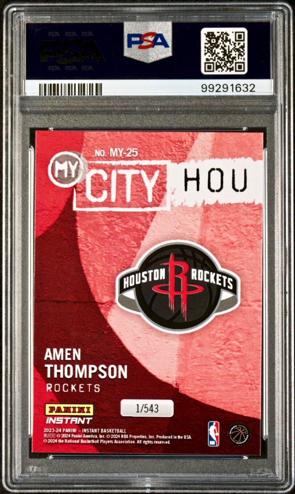 Amen Thompson 2023 Panini MyCity Rookie NBA #MY-25 Basketball Card PSA 10 Gem