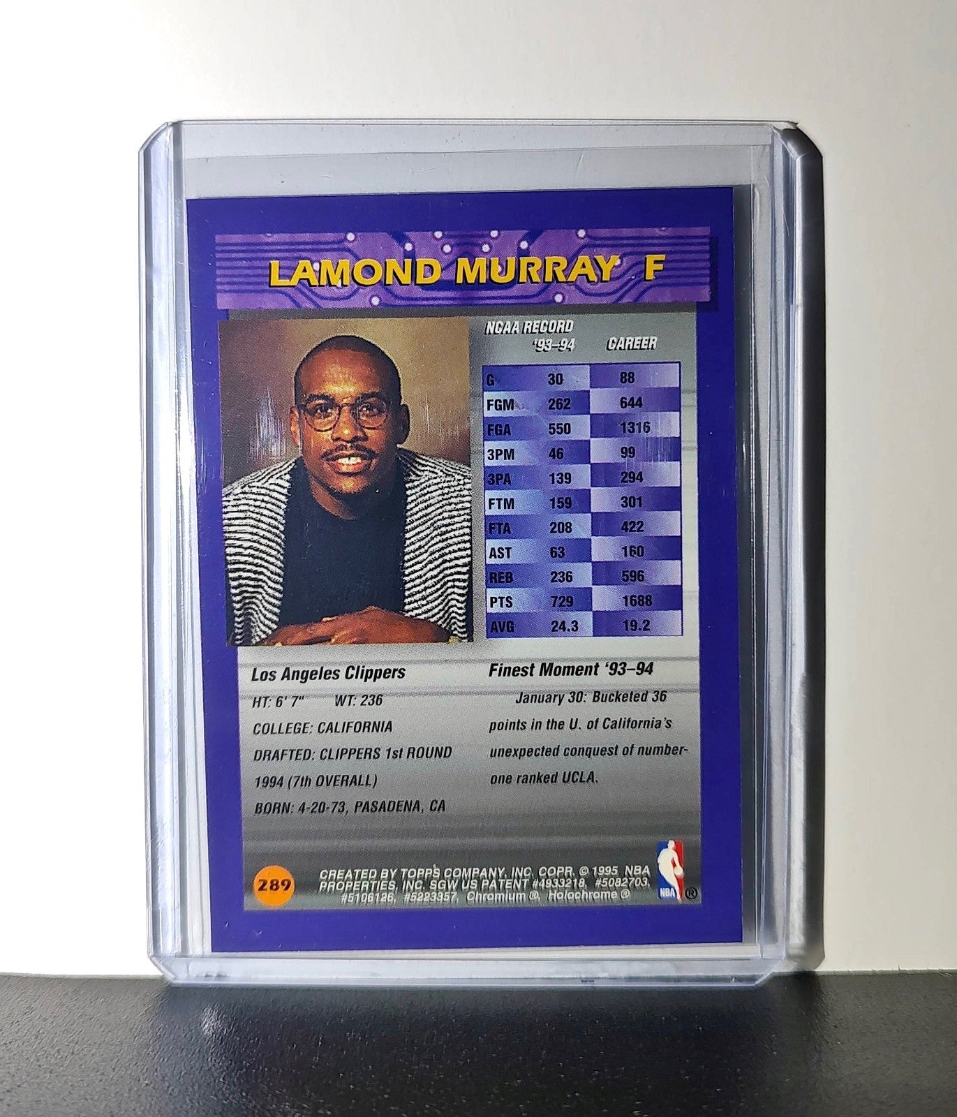 Lamond Murray Rookie 1994-95 Topps Finest #289 Card