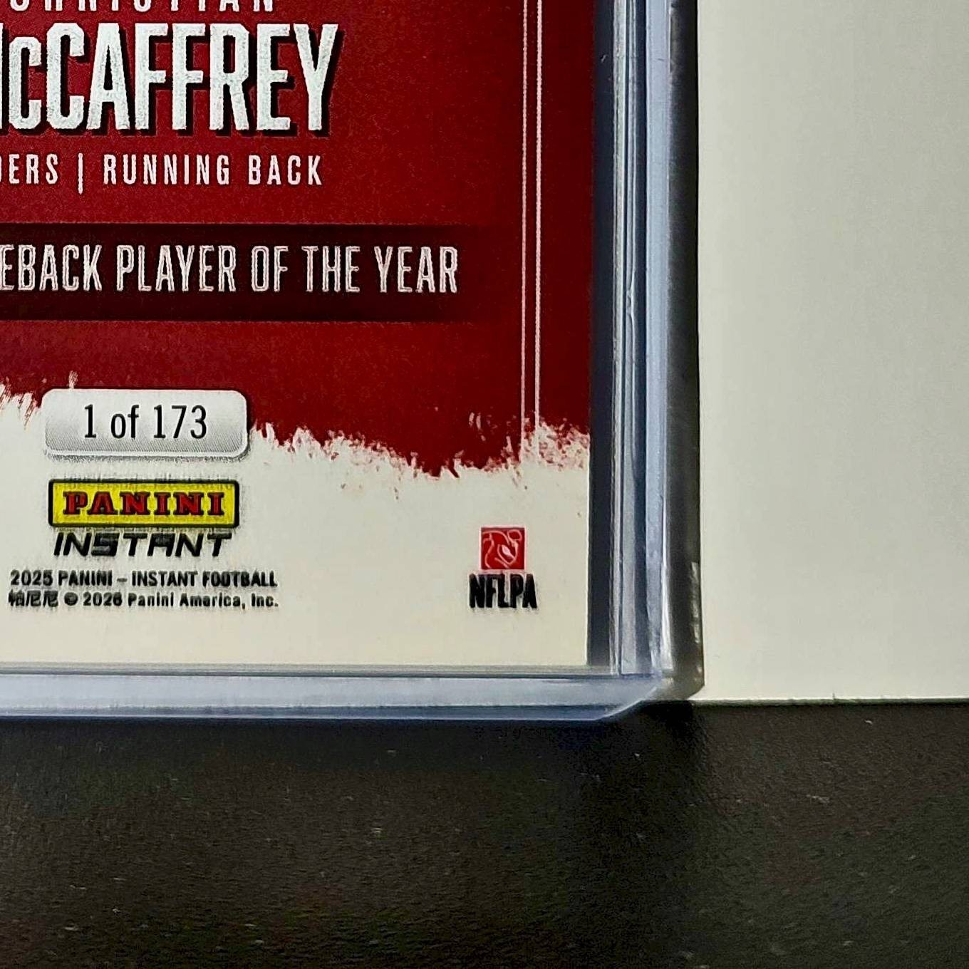 Christian McCaffrey 2025 Panini NFL Comeback Player of the Year Card 1 of 173