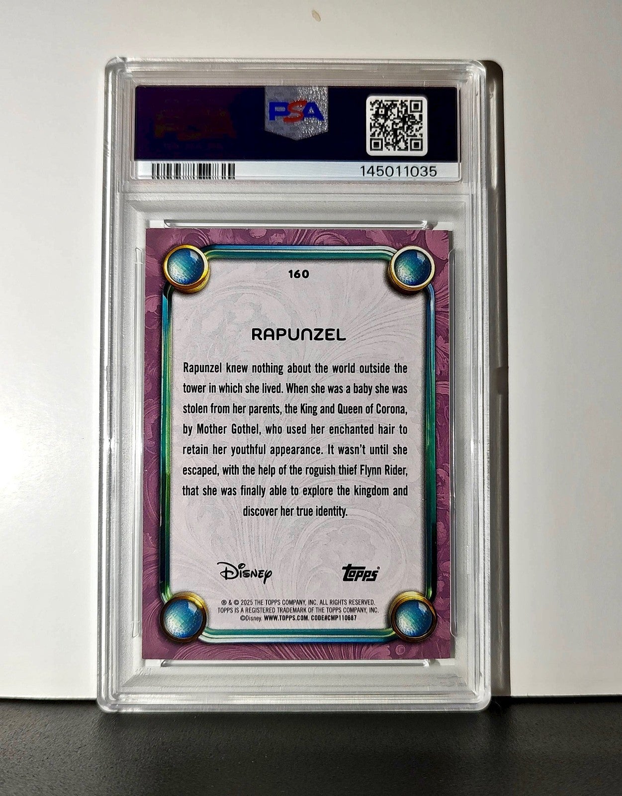 Rapunzel 2025 Topps Disney Cartoon Princess #160 Card Tangled PSA 8