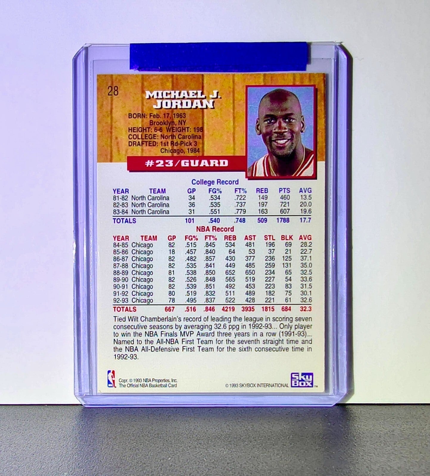 Michael Jordan 1993-94 NBA Hoops #28 Basketball Card Chicago Bulls