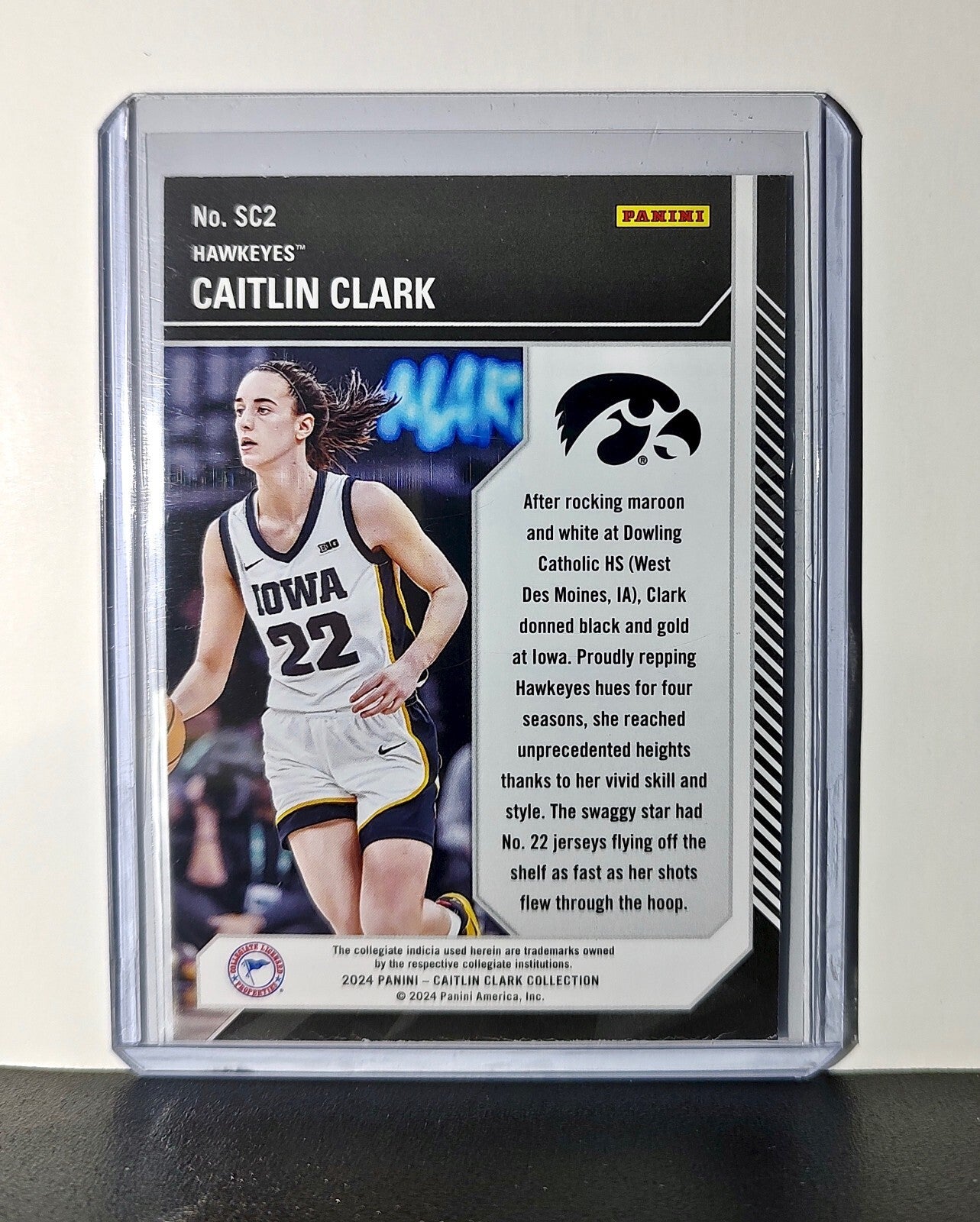 Caitlin Clark 2024 Silver Foil Panini School Colors #SC2 Card Iowa Hawkeyes