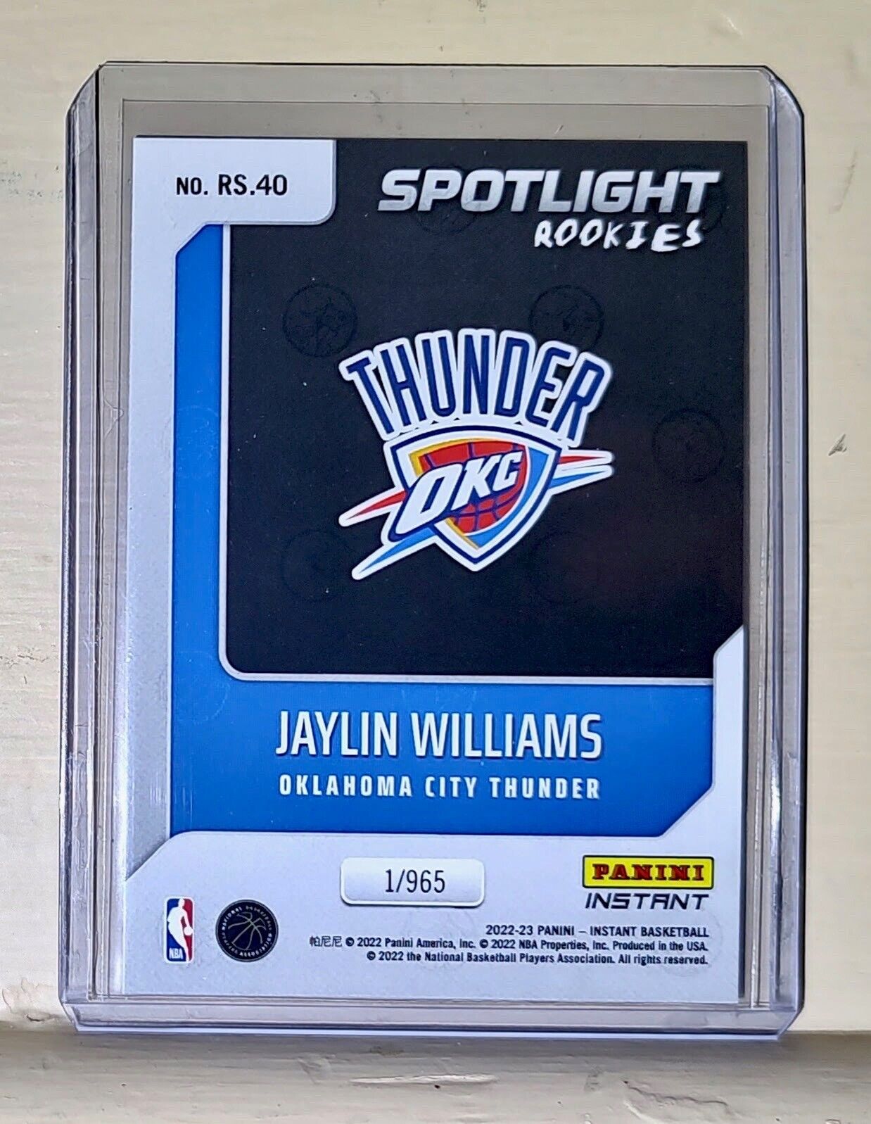 Jaylin Williams 2022-23 Panini NBA #40 Spotlight Rookies Card 1/965