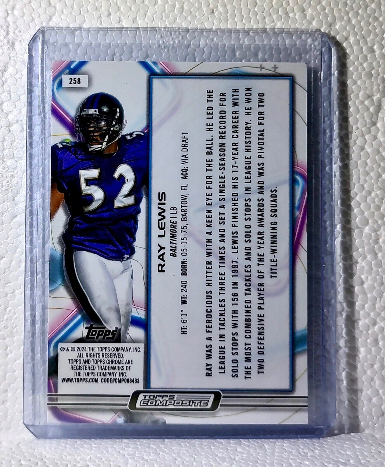 Ray Lewis 2023 Topps Chrome NFL #258 Composite Football Card Baltimore Ravens