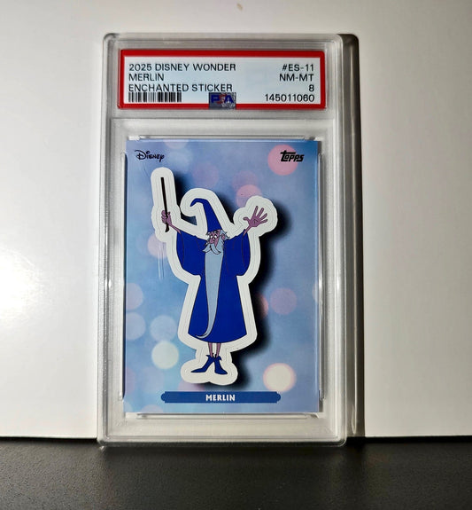 Merlin 2025 Topps Disney #ES-11 Enchanted Sticker Card PSA 8