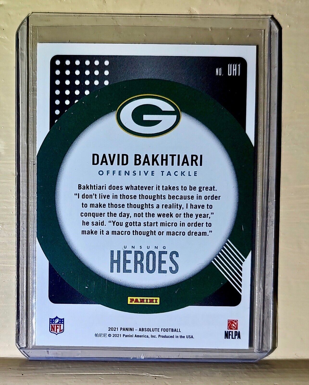 David Bakhtiari 2021 Panini NFL Absolute Unsung Heroes #UH1 Card Packers