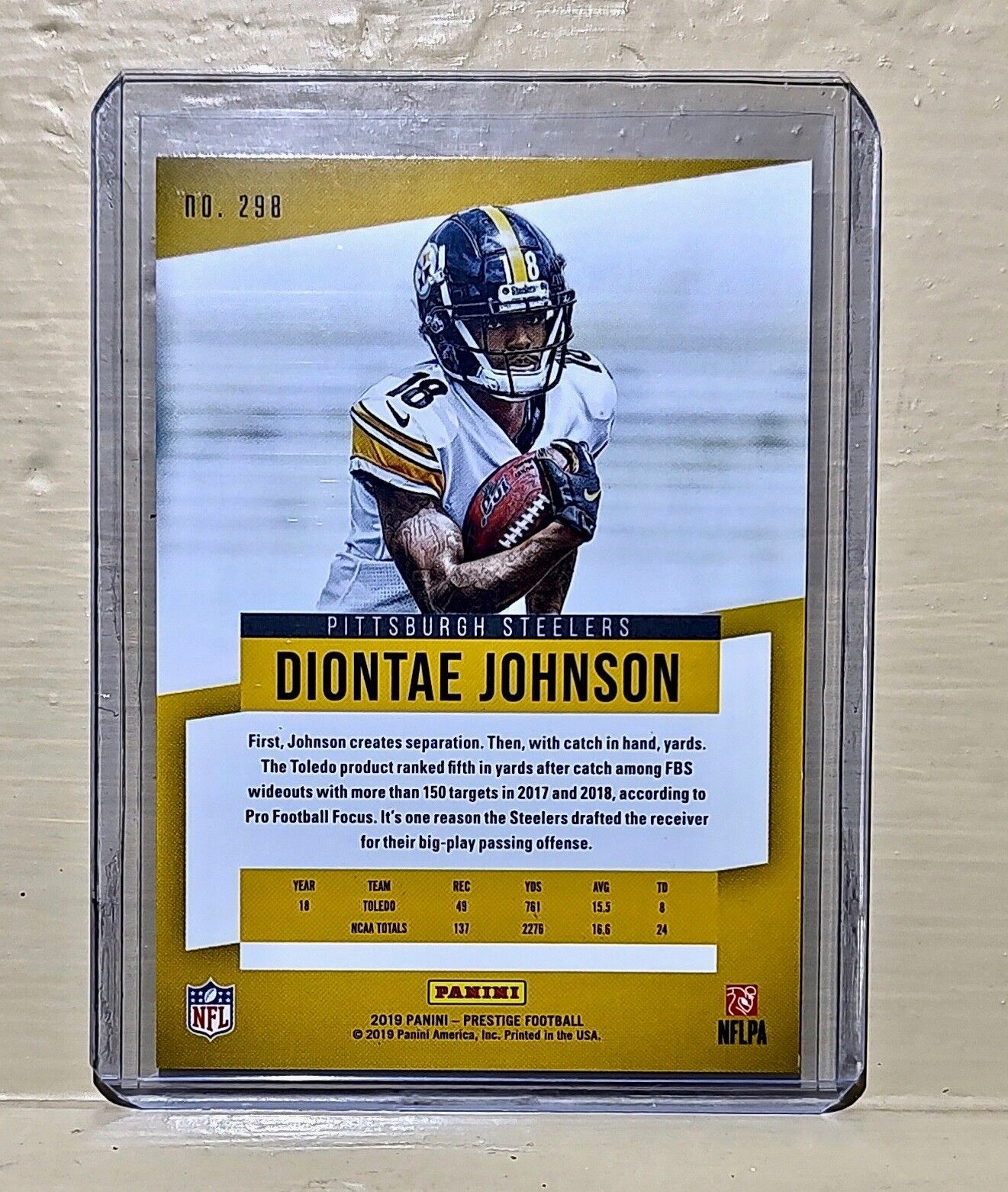 2019 Diontae Johnson Panini Prestige #298 Rookie NFL Card Steelers #133/299