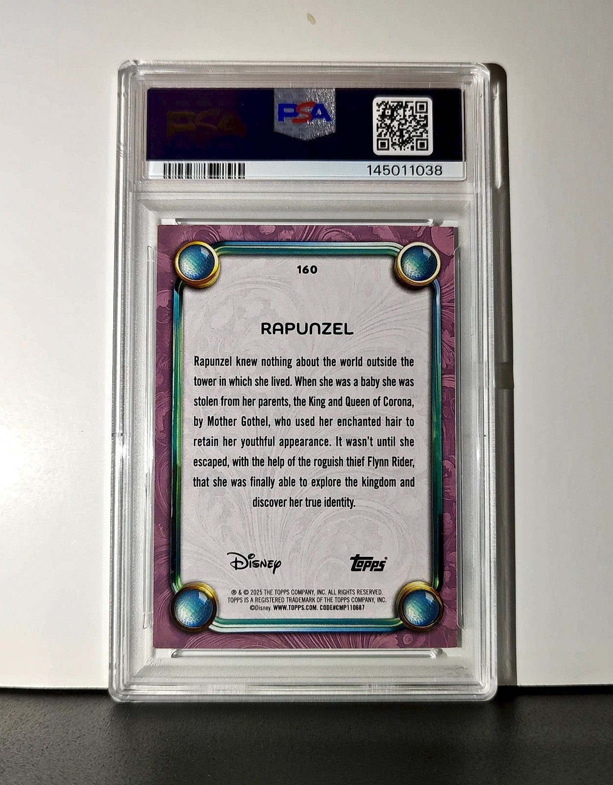 Rapunzel 2025 Topps Disney Cartoon Princess #160 Card Tangled PSA 8
