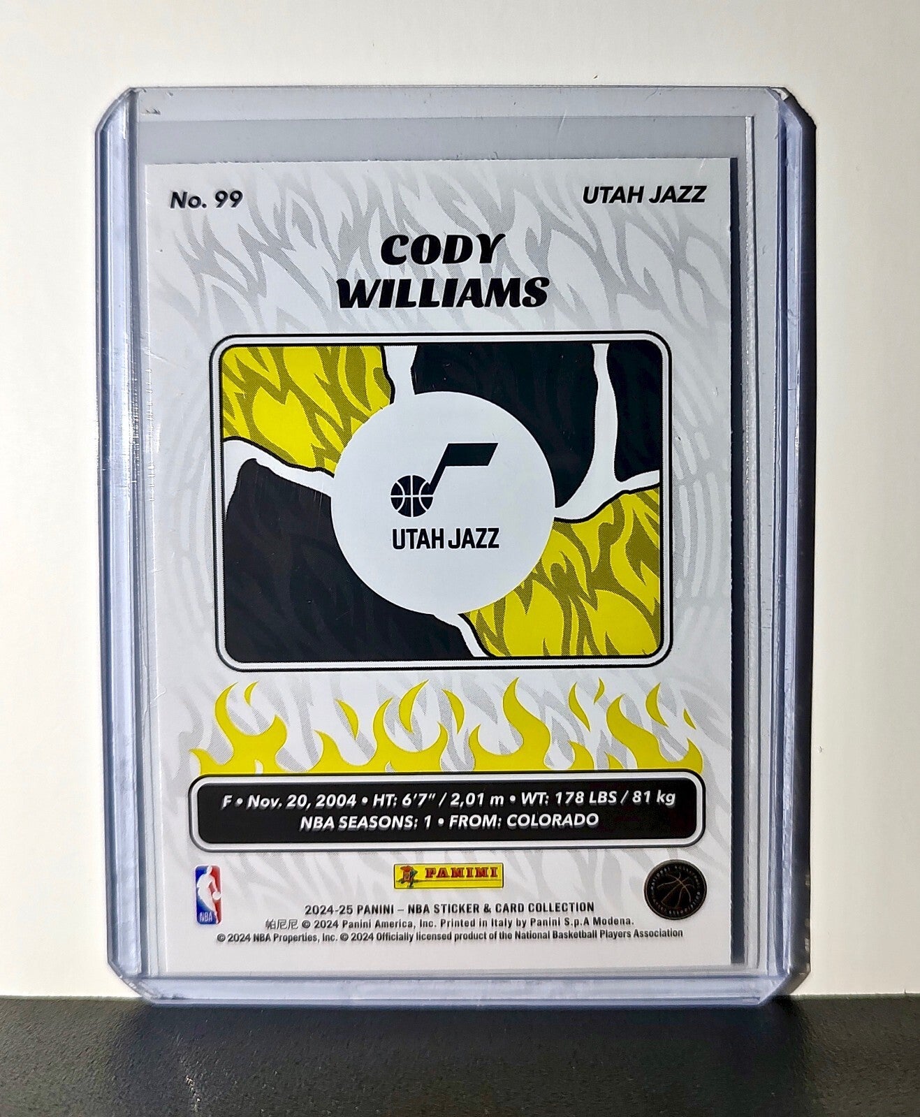 Cody Williams Rookie 2024-25 Panini NBA #99 Foil Sticker Card Utah Jazz
