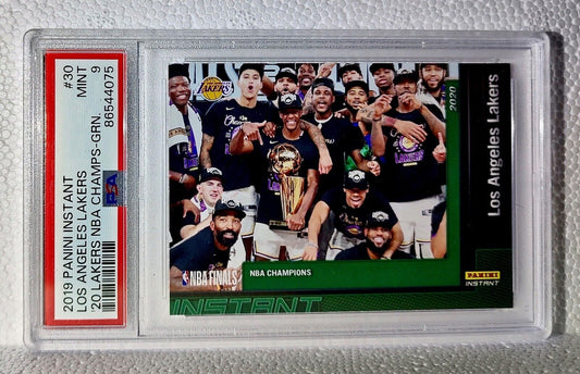 Los Angeles Lakers 2020 Panini NBA Champions #30 Green Card 10/10 PSA 9 Mint