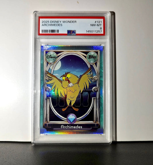 Archimedes 2025 Topps Disney #121 Diamond Card The Sword in the Stone PSA 8
