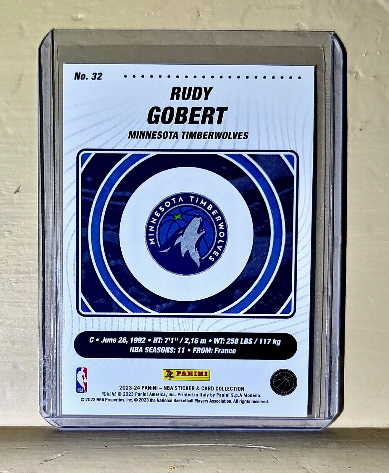 Rudy Gobert 2023-24 Panini NBA Basketball #32 Card Minnesota Timberwolves