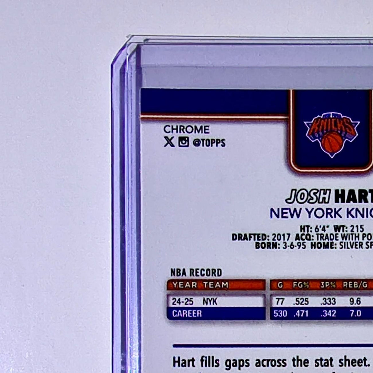 Josh Hart 2025-26 NBA Topps Chrome Update #72 Basketball Card New York Knicks