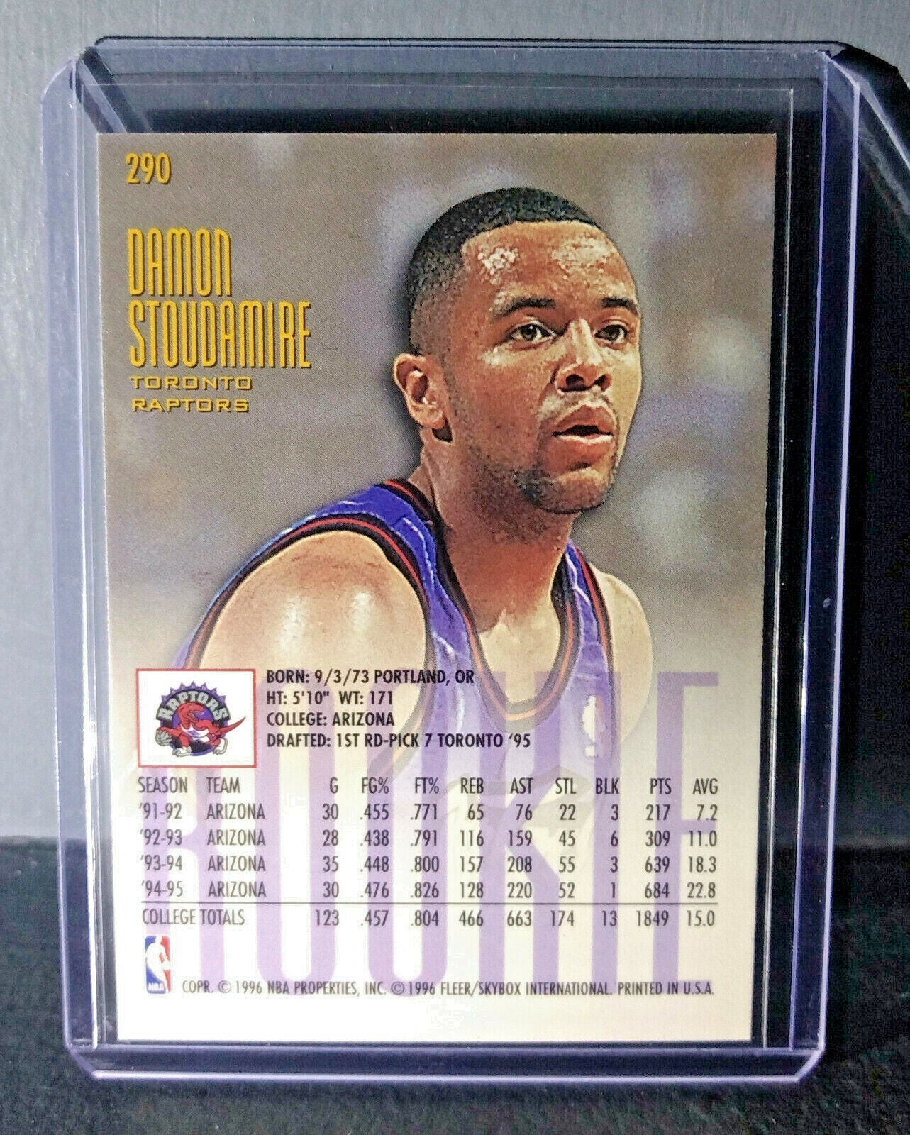 1995-96 Damon Stoudamire #290 Fleer Ultra Rookie Basketball Card