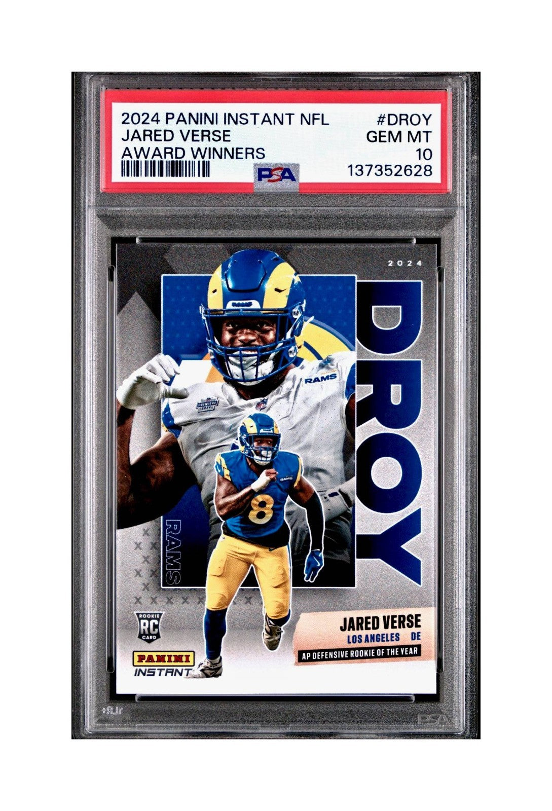 Jared Verse 2024 Panini NFL AP Defensive Rookie of the Year Rams PSA 10 Gem Mint