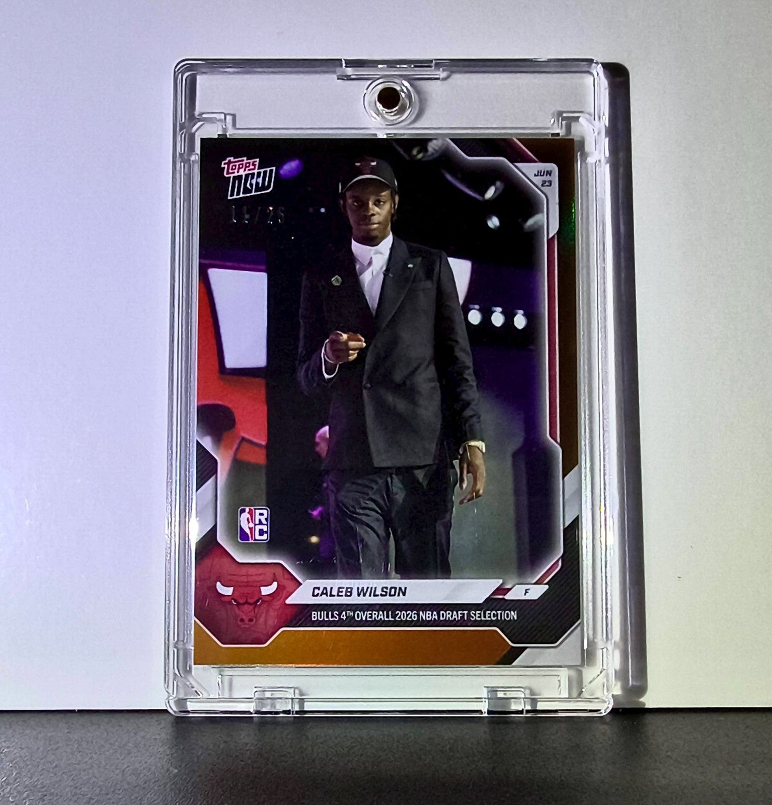 Caleb Wilson Rookie 2026-27 Topps NBA Draft Night Orange Foil 11/25 #CWIL Bulls