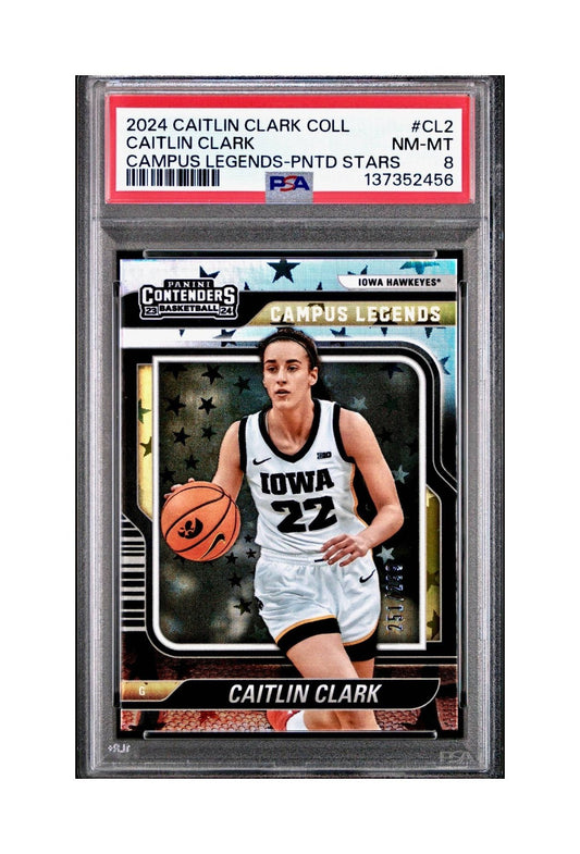 Caitlin Clark 2024 #CL2 251/299 Campus Legends Pointed Stars PSA 8 NM-MT