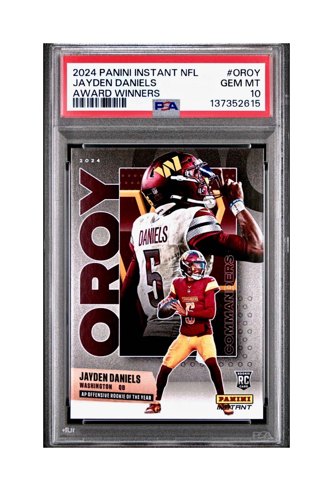 Jayden Daniels 2024 Panini NFL AP Offensive Rookie of the Year Commanders PSA 10