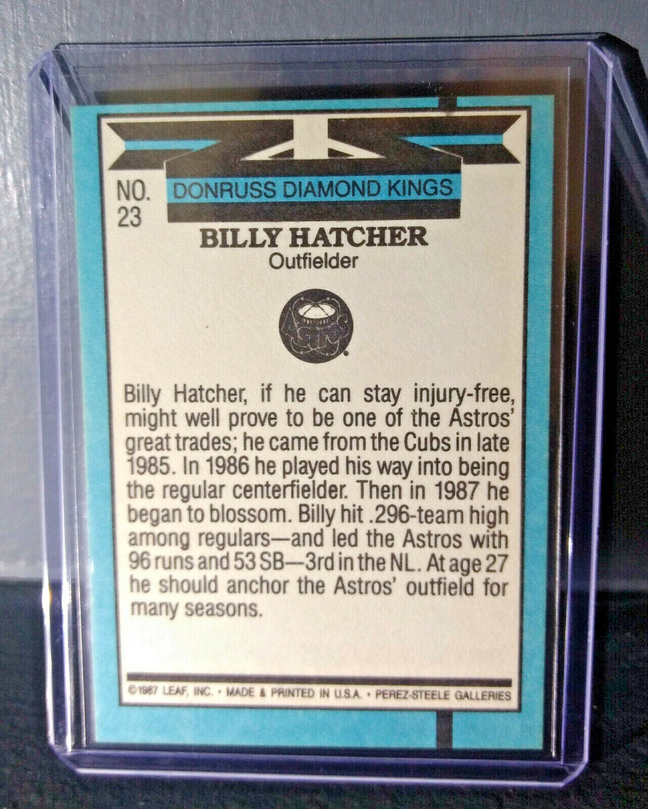 1988 Billy Hatcher Donruss Diamond Kings #23 Baseball Card