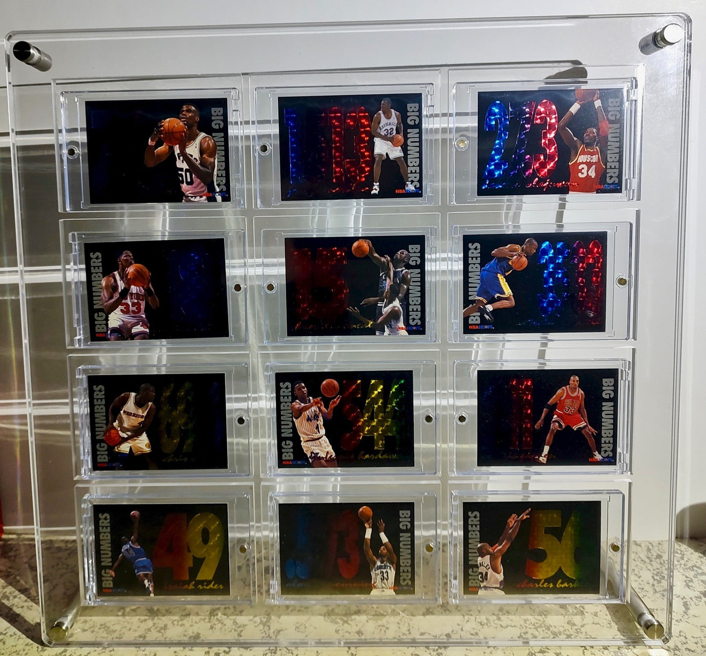 1994-95 Skybox NBA Hoops Big Numbers Cards Set of 12 with Acrylic Display