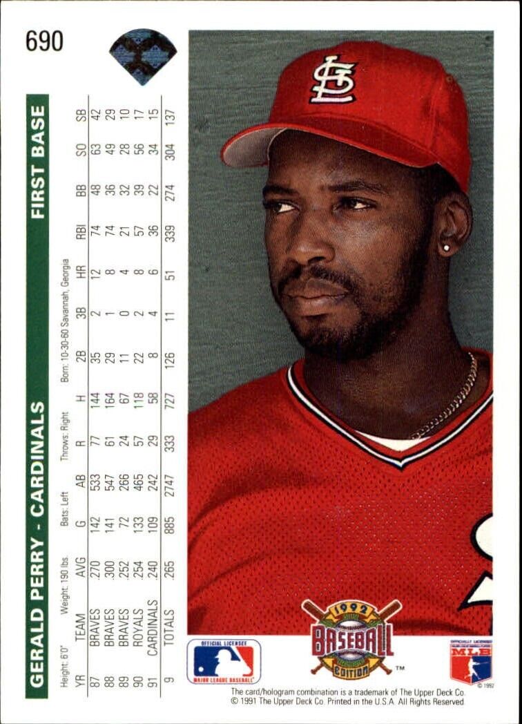 Gerald Perry 1992 Upper Deck MLB #690 Baseball Card St. Louis Cardinals