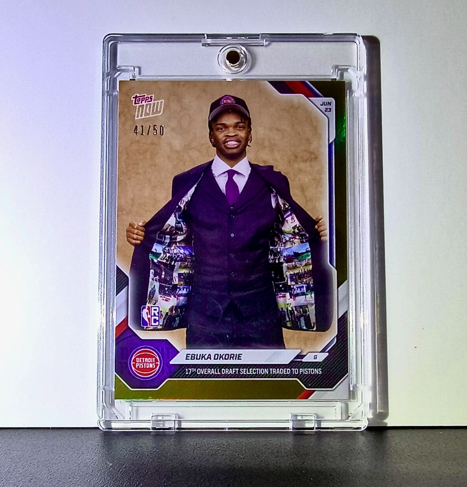 Ebuka Okorie Rookie 2026-27 Topps NBA Draft EOKO Gold Foil 41/50 Detroit Pistons