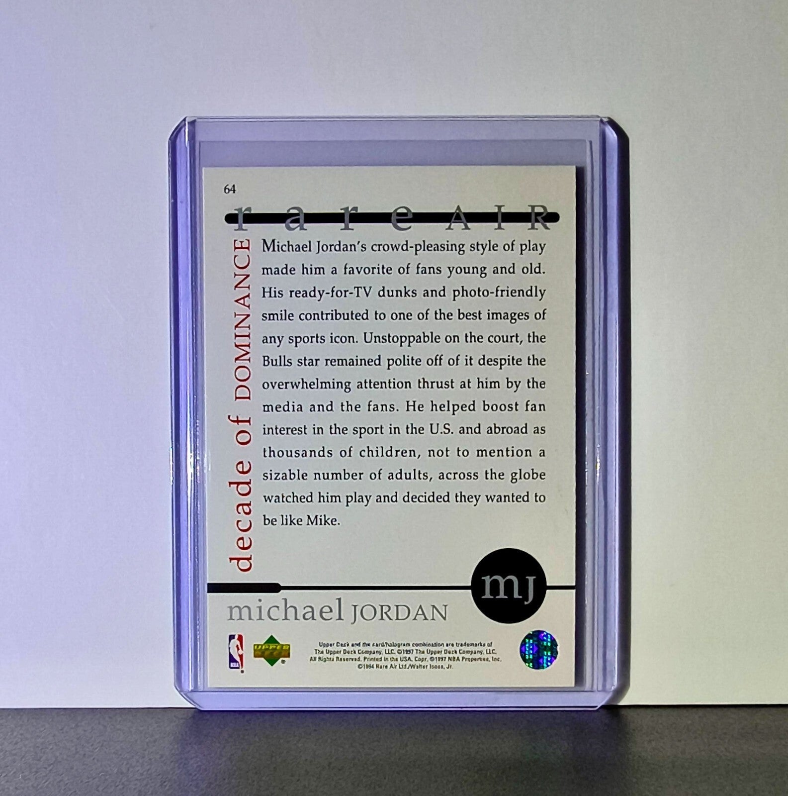 Michael Jordan 1997 Upper Deck Rare MJ Air Decade of Dominance #64 Card Bulls
