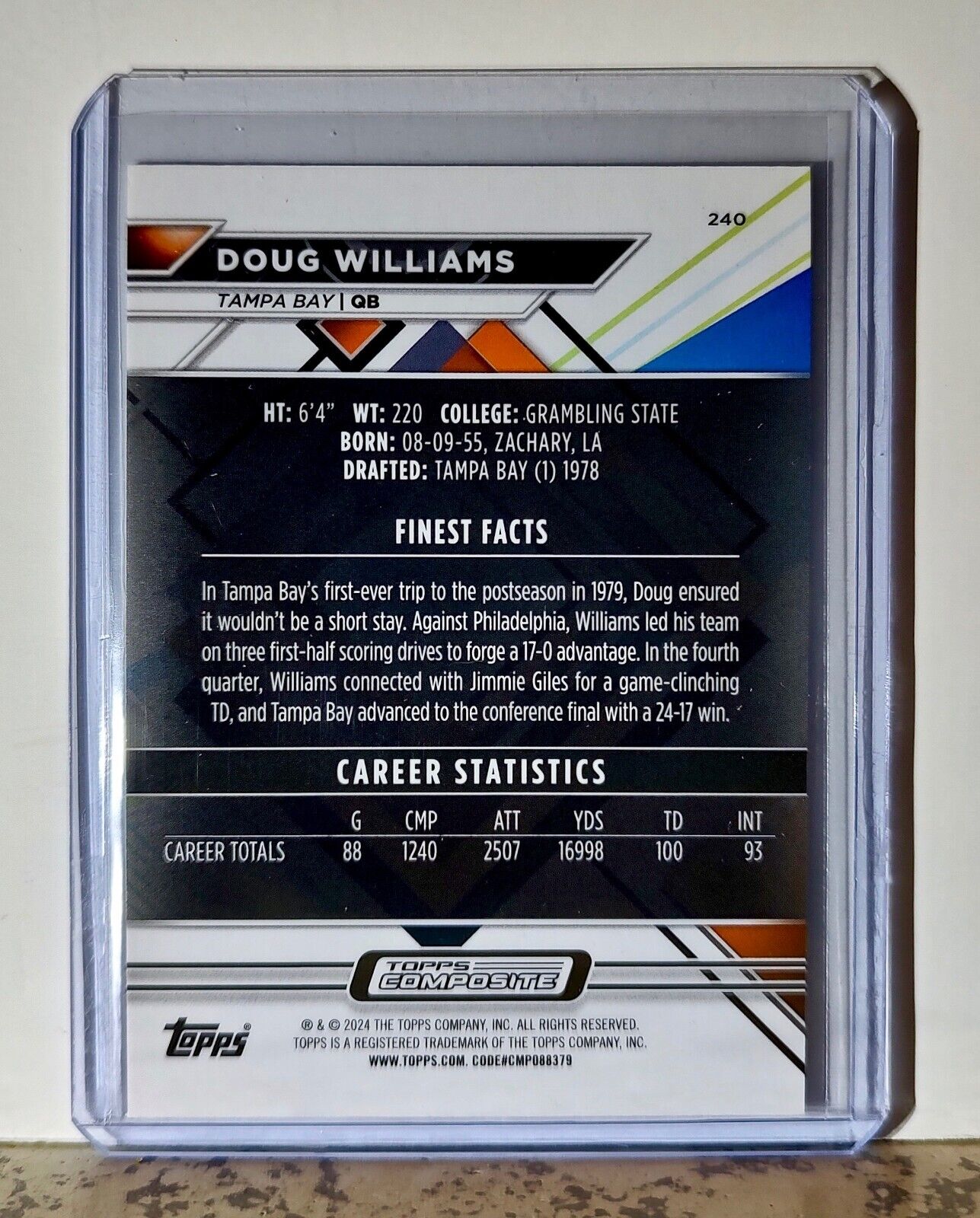 Doug Williams 2023 Topps Finest NFL #240 Football Card Tampa Bay Buccaneers