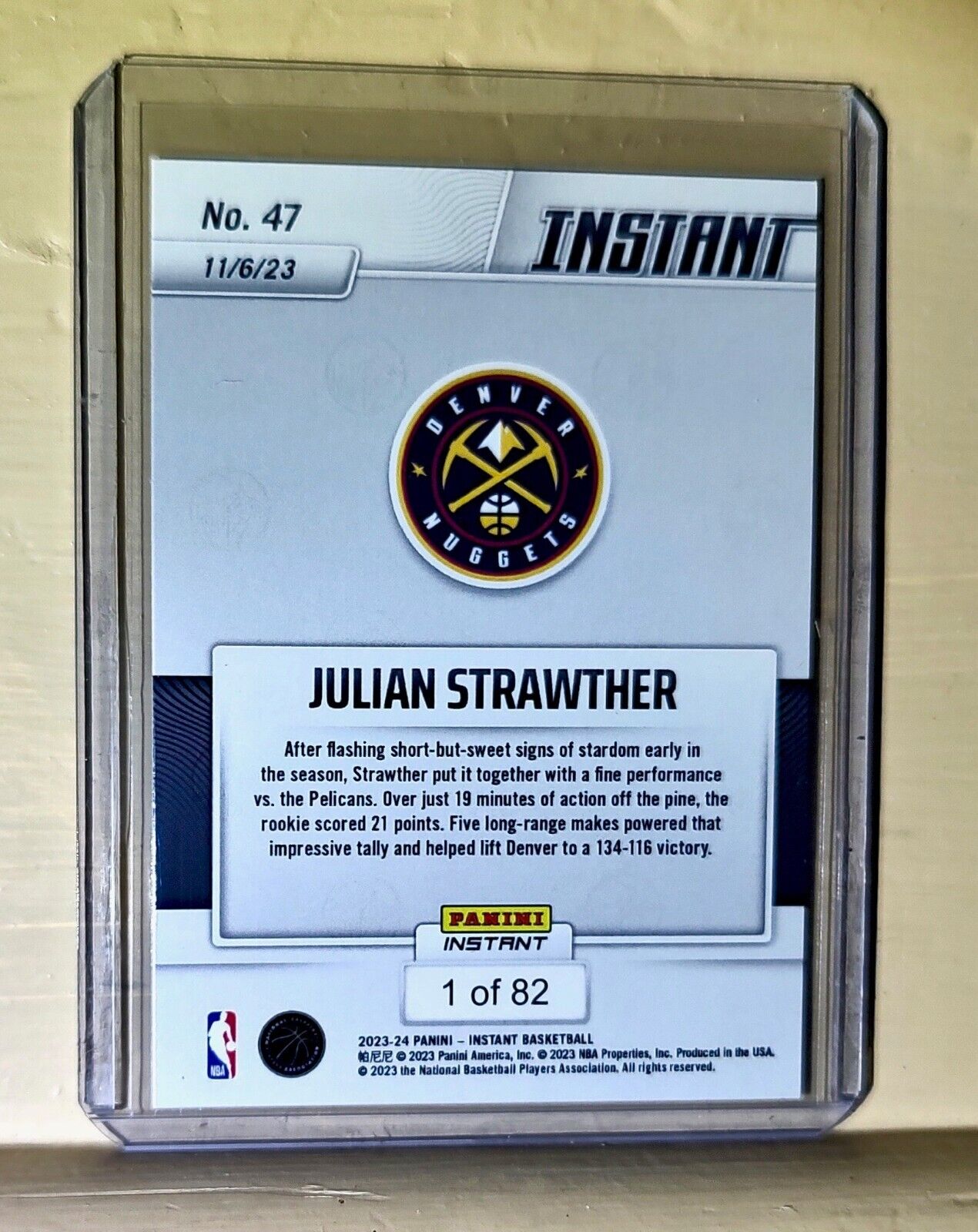 Julian Strawther 2023-24 Panini #47 NBA Rookie Basketball Card Nuggets 1 of 82