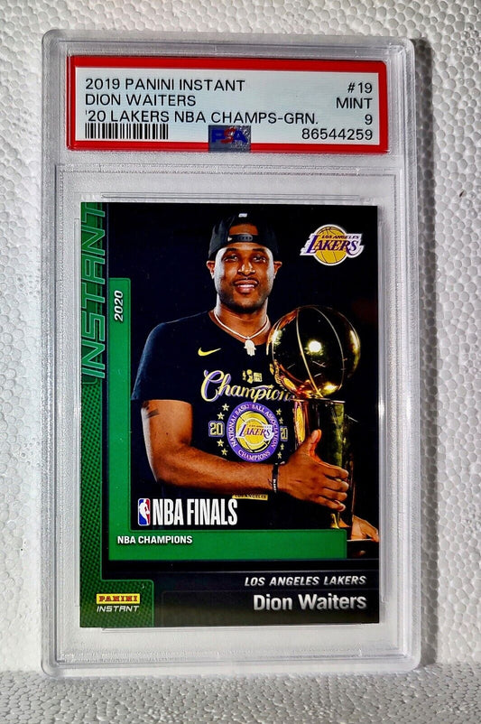 Dion Waiters 2020 Panini Lakers NBA Champions #19 Green Card 10/10  PSA 9 Mint