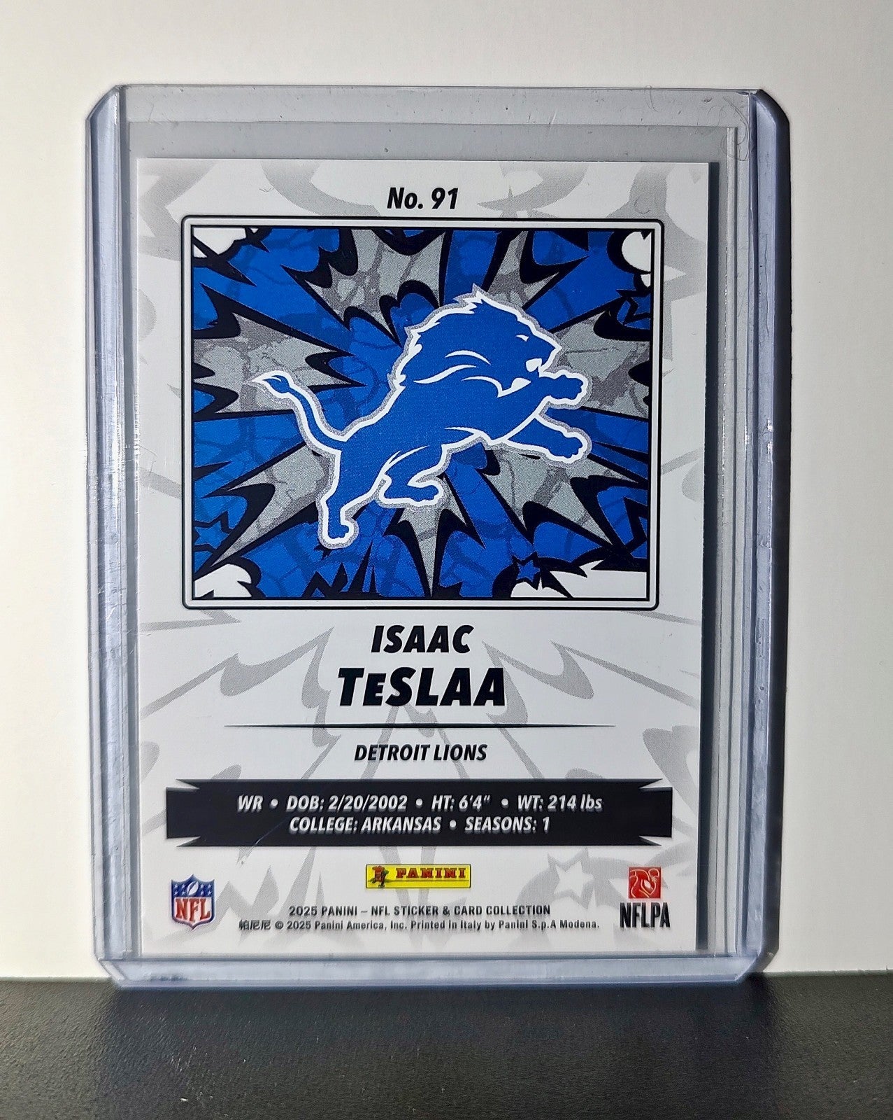 Isaac TeslAa Rookie 2025 Panini NFL #91 Foil Sticker Card Detroit Lions