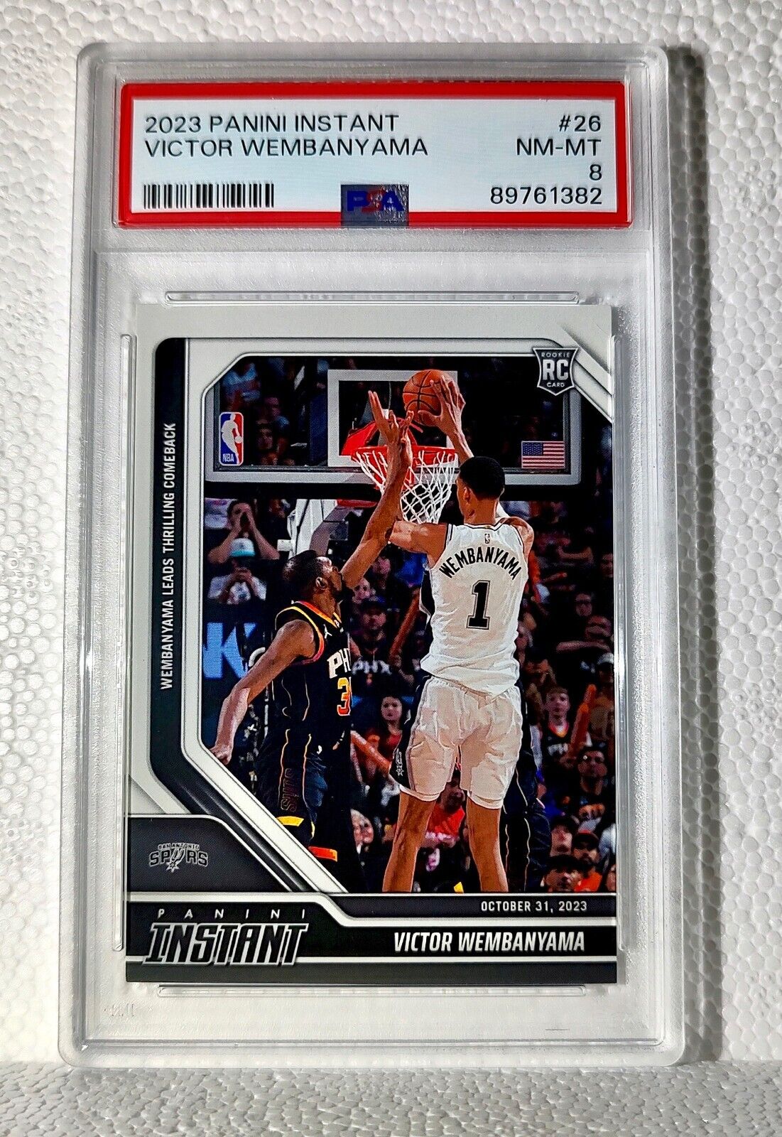 Victor Wembanyama 2023-24 Panini #26 NBA Rookie Card Spurs 1 of 10018 PSA 8 NM-M