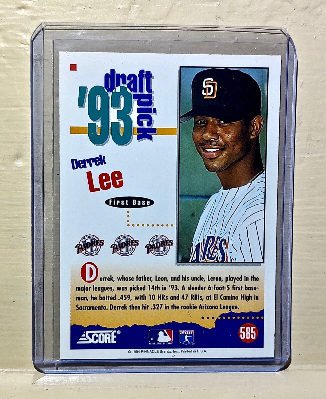 Derrek Lee 1993 Score Pinnacle MLB #585 Baseball Card San Diego Padres